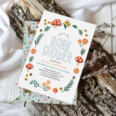 可愛い&フォレスト素朴ウッドランドボーイズ赤ちゃんシャワー 招待状