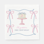 可愛い「ホールケーキを食べて2歳」2歳の誕生日 スタンダードランチョンナプキン (正面)