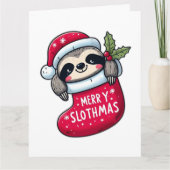 可愛い「メリーSlothmas」クリスマススロース カード (正面)