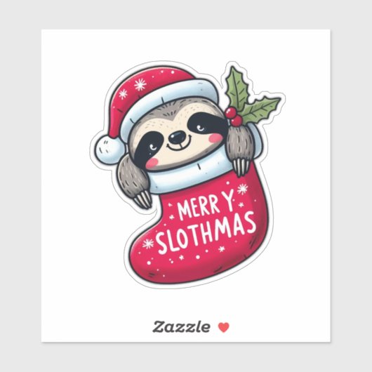 可愛い「メリーSlothmas」クリスマススロース シール (シート)