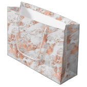 可愛い ローズゴールド ホワイト グリッツィ マーブル ラージペーパーバッグ (正面アングル)