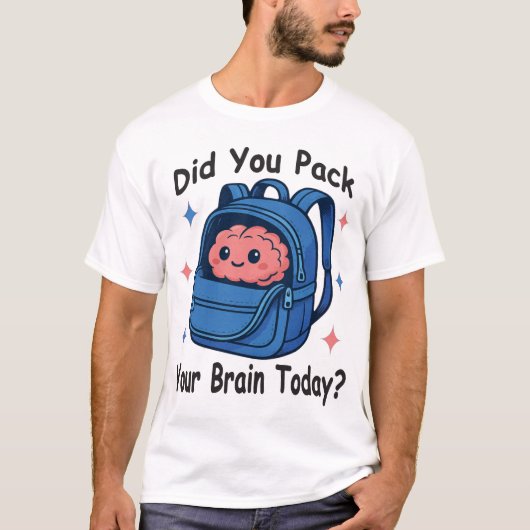 可愛い「今日は脳みそ持ってきた？」脳みそパロディ Tシャツ (正面)