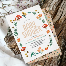 可愛い&女素朴の子の森の森の森の赤ちゃんシャワー 招待状