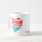 可愛い「教えハート付き」赤/青(白) コーヒーマグカップ (正面左)