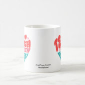 可愛い「教えハート付き」赤/青(白) コーヒーマグカップ (中央)