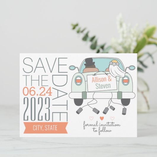 可愛い、日付のカード結婚を車で保存 セーブザデート (スタンド正面)