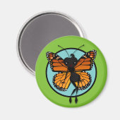 可愛い（昆虫）オオカバマダラ、モナークバタフライレディーラウンドマグネット マグネット (正面/裏面)