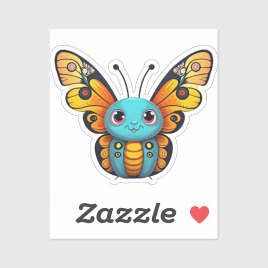 可愛い(昆虫)オオカバマダラ、モナーク蝶お洒落漫画グラフィック シール (シート)