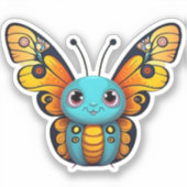 可愛い(昆虫)オオカバマダラ、モナーク蝶お洒落漫画グラフィック シール (正面)