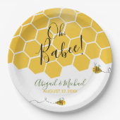 可愛い（昆虫）マルハナバチテーマ水彩ビーベイビーシャワー ペーパープレート (正面)
