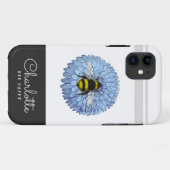 可愛い（昆虫）マルハナバチブルーフラワーあなたの名前を追加 Case-Mate iPhoneケース (裏面(横))
