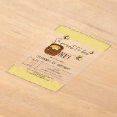 可愛い(昆虫)マルハナバチ甘いBee One 1歳の誕生日 アクリル招待状 (レイダウン)