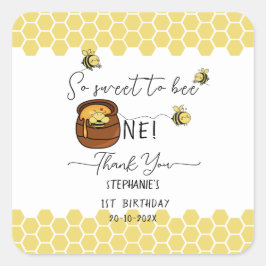 可愛い（昆虫）マルハナバチ甘いBee One 1歳の誕生日 スクエアシール
