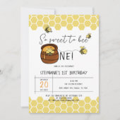 可愛い(昆虫)マルハナバチ甘いBee One 1歳の誕生日 招待状 (正面)