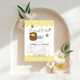 可愛い（昆虫）マルハナバチ甘いBee One 1歳の誕生日 招待状