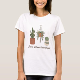 可愛い「植物好き女子」レトロボホー Tシャツ