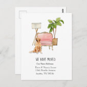 可愛い「犬が動く告知はがき付きで動く ポストカード (正面/裏面)