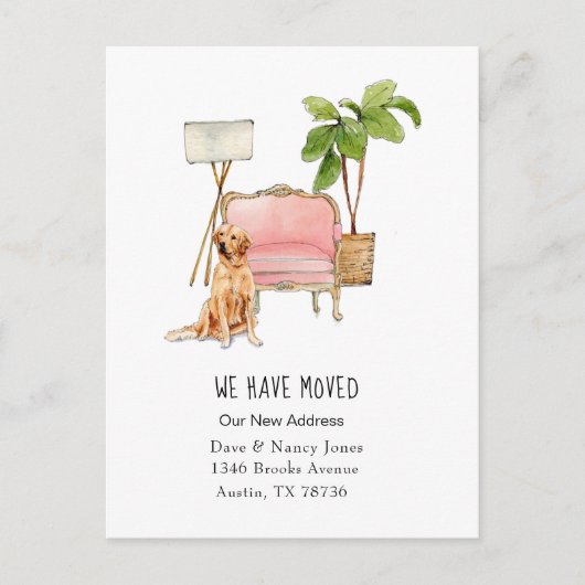 可愛い「犬が動く告知はがき付きで動く ポストカード (正面)