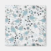 可愛い《鳥》アメリカゴガラバードブルーグレーの花の果実 マグネット (正面)