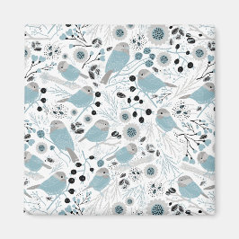 可愛い《鳥》アメリカゴガラバードブルーグレーの花の果実 マグネット