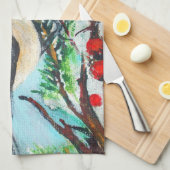 可愛い《鳥》アメリカゴガラバードベリーとブランチ キッチンタオル (四つ折り)