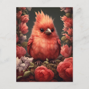 可愛い(鳥)ショウジョウコウカンチョウお洒落バ絵画ード ポストカード