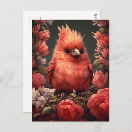 可愛い（鳥）ショウジョウコウカンチョウお洒落バ絵画ード ポストカード (正面/裏面)