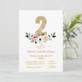 可愛い | 2かわいい | 女の子2歳の誕生日招待状 招待状 (スタンド正面)