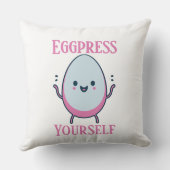 可愛い"Eggpress Yourself"パおもしろいン クッション (裏面)