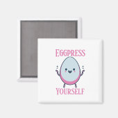 可愛い"Eggpress Yourself"プンおもしろいマグネット マグネット (正面/裏面)