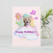 可愛い『Happy Holidays』おしゃべりねこ♡ シーズンカード (スタンド正面)