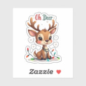 可愛い「Oh Deer」トナカイ クリスマス シール (シート)
