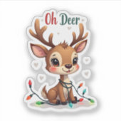 可愛い「Oh Deer」トナカイ クリスマス シール (正面)