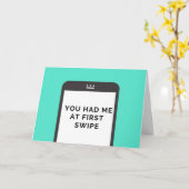 可愛い"You have me at first switpe"アニバーサリーカード カード (黄色い花)