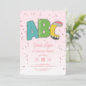 可愛いABCスクール3歳の誕生日パーティー 招待状 (スタンド正面)