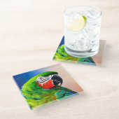 可愛いAIがアマゾンオウムを生成 ガラスコースター (アングル)