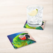 可愛いAIがアマゾンオウムを生成 スクエアペーパーコースター (インサイチュ)