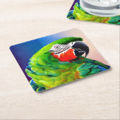 可愛いAIがアマゾンオウムを生成 スクエアペーパーコースター (アングル)