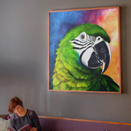 可愛いAIで生み出されたグリーンオウム キャンバスプリント