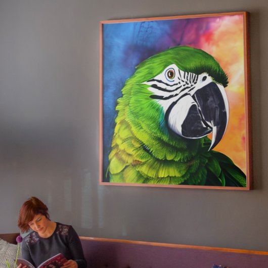 可愛いAIで生み出されたグリーンオウム キャンバスプリント