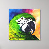 可愛いAIで生み出されたグリーンオウム キャンバスプリント (正面)
