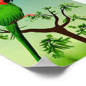 可愛いAIで生み出されたグリーンパロット ポスター (角)