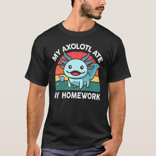 可愛いAxolotl私のAxolotl私食べの宿題のレトロKid Tシャツ (正面)