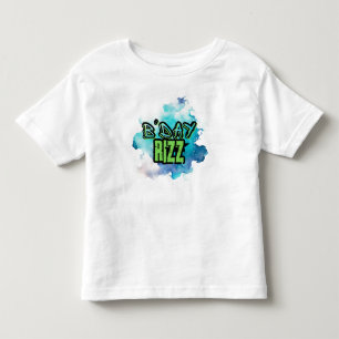 可愛いB'Dayリズグリーンとモノクロブルー トドラーTシャツ
