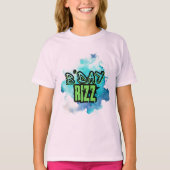 可愛いB'Dayリズグリーンとモノクロブルー Tシャツ (正面)