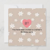 可愛いBFFの誕生日 招待状 (正面)