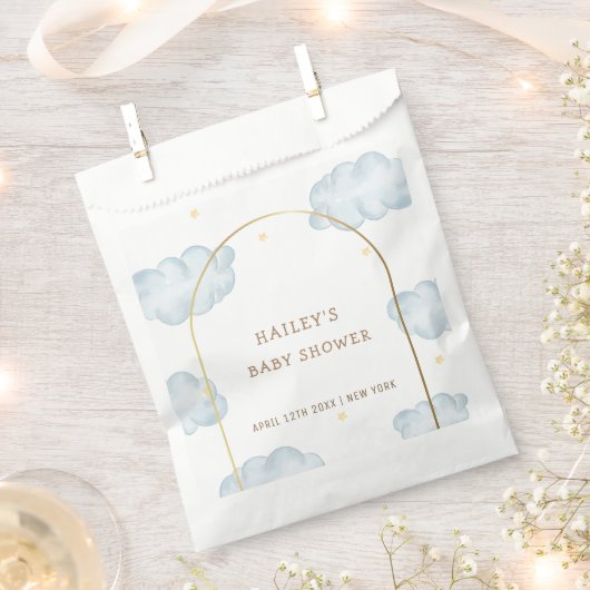可愛いBohoスタークラウドアーチボーイベビーシャワー フェイバーバッグ (クリップ留めされた状態)