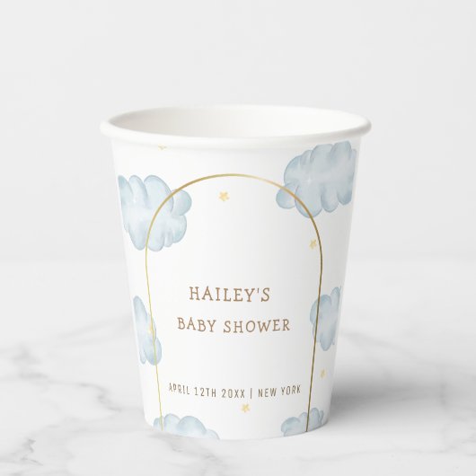 可愛いBohoスタークラウドアーチボーイベビーシャワー 紙コップ (正面)
