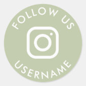 可愛いbohoセージ緑のカスタムinstagramソーシャルメディア ラウンドシール (正面)
