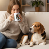 可愛いBROWNS/ホワイト朝のお茶ビーグル コーヒーマグカップ